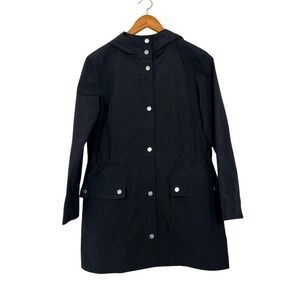 J.Crew Hooded Utility Raincoat Jacket Parka Black Women's XS‎ Waterproof Basic